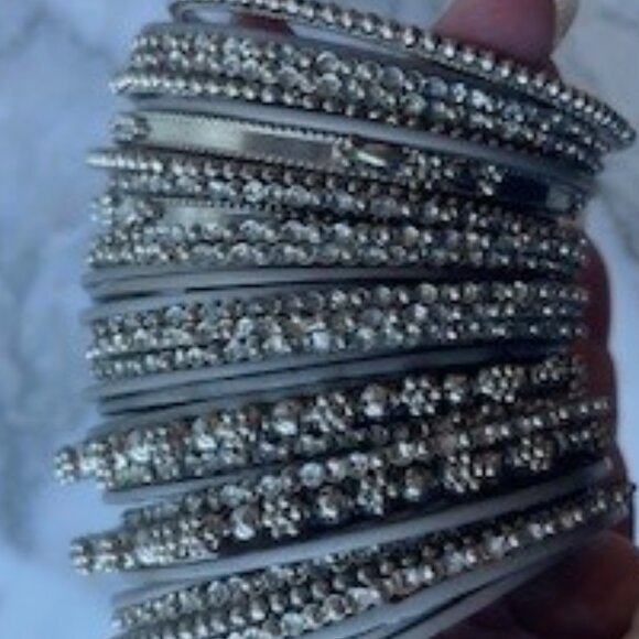 Costume Jewelry Bracelets - Silver Set of 34 bracelets - Picture 3 of 3